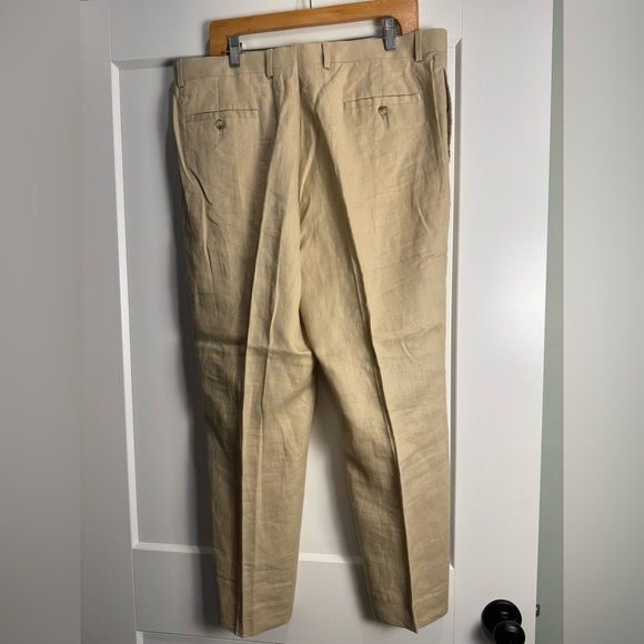 Pronto Uomo Platinum Men's 38x29 100% Linen Beige Dress Pant - Picture 3 of 8